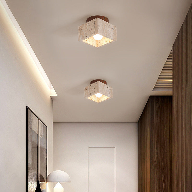 Nzmarket Wood Cylinder Flush Mount Ceiling Light – Natural & Walnut Finish