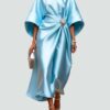 Capella | Draped Cape Sleeve Brooch Formal Maxi Gown