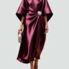 Capella | Draped Cape Sleeve Brooch Formal Maxi Gown