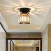 Nzmarket Crystal Glass LED Ceiling Light – Square & Circle, Black Frame
