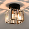 Nzmarket Crystal Glass LED Ceiling Light – Square & Circle, Black Frame