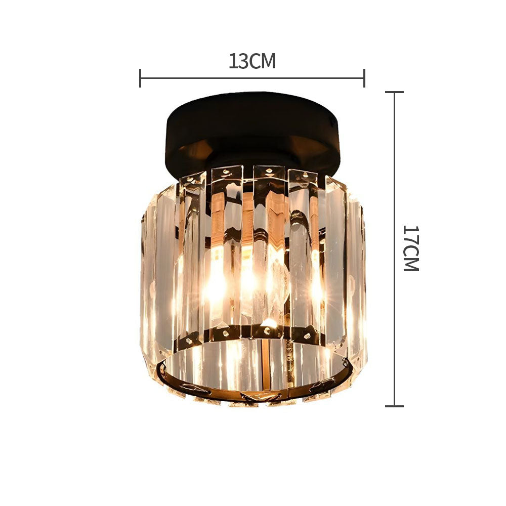Nzmarket Crystal Glass LED Ceiling Light – Square & Circle, Black Frame