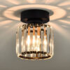 Nzmarket Crystal Glass LED Ceiling Light – Square & Circle, Black Frame