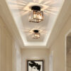 Nzmarket Crystal Glass LED Ceiling Light – Square & Circle, Black Frame