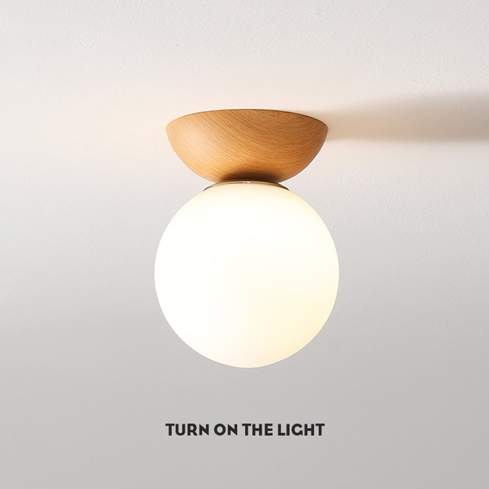 Nzmarket Glass Ceiling Light for Hallways – Wood & Brown Finish