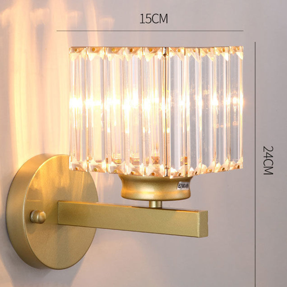 Nzmarket Crystal Glass Wall Light – Round & Square, Black & Gold Finish