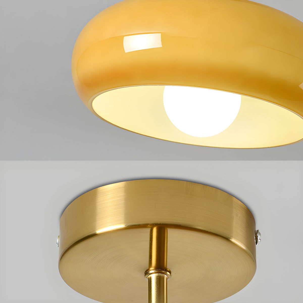 Nzmarket Vintage Round Frosted Glass Ceiling Light Fixture – Brass & Chrome