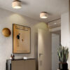 Nzmarket Wood Cylinder Flush Mount Ceiling Light – Natural & Walnut Finish