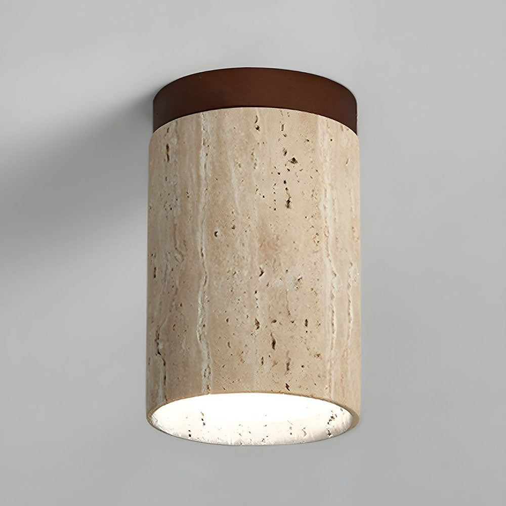 Nzmarket Wood Cylinder Flush Mount Ceiling Light – Natural & Walnut Finish