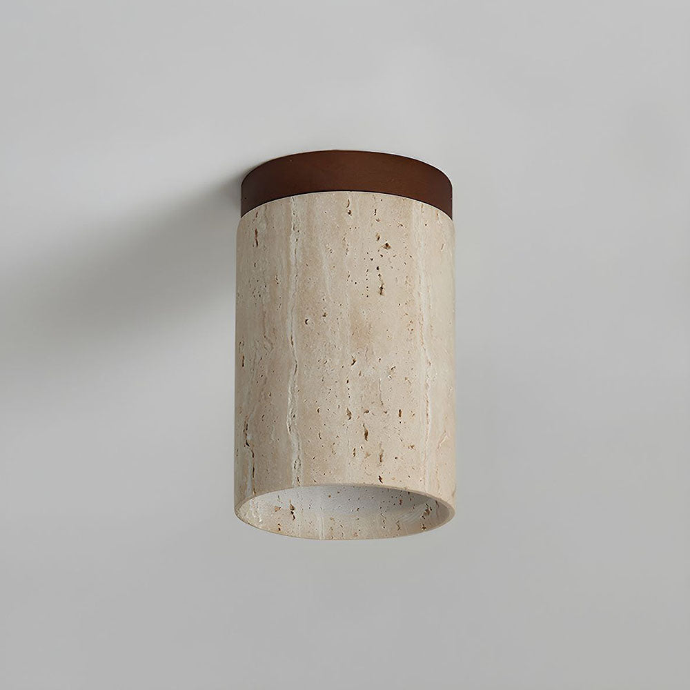 Nzmarket Wood Cylinder Flush Mount Ceiling Light – Natural & Walnut Finish