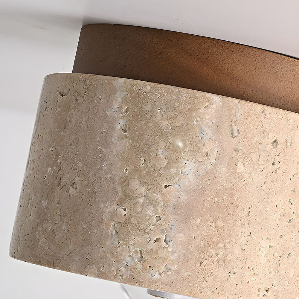 Nzmarket Wood Cylinder Flush Mount Ceiling Light – Natural & Walnut Finish