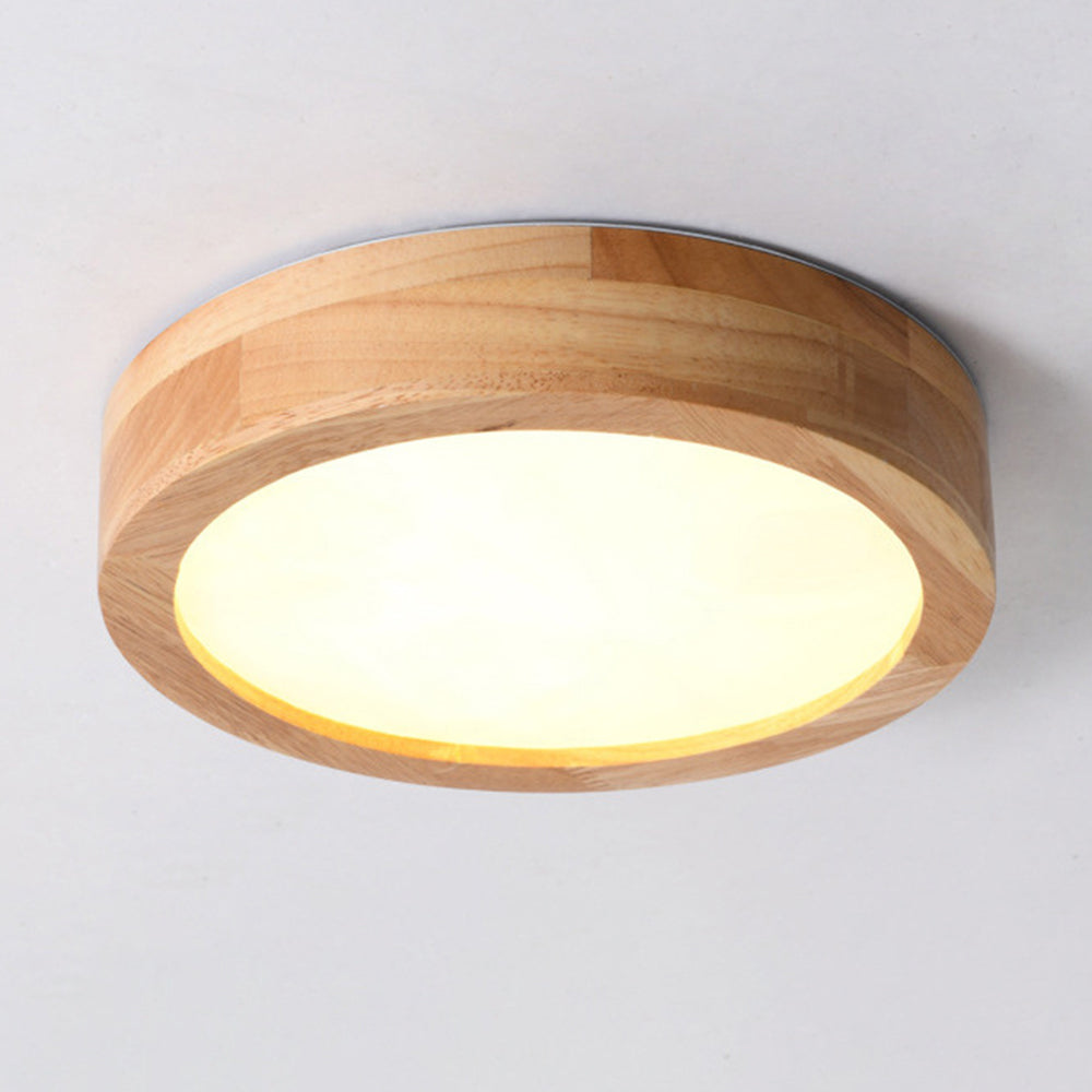 Nzmarket Wooden LED Flush Mount Ceiling Light – Natural Timber Frame, 3 Colour Options