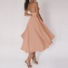 Flarova | Flared Skirt Structured Bodice Strap Midi Dress