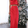 Nzmarket Lily Satin Top & Skirt Set – Silky Elegant Evening Wear