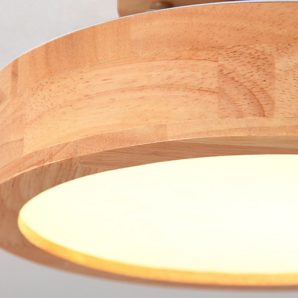 Nzmarket Wooden LED Flush Mount Ceiling Light – Natural Timber Frame, 3 Colour Options