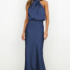 Nzmarket Valerie Long Satin Halter Neck Dress – Elegant Formal Evening Wear