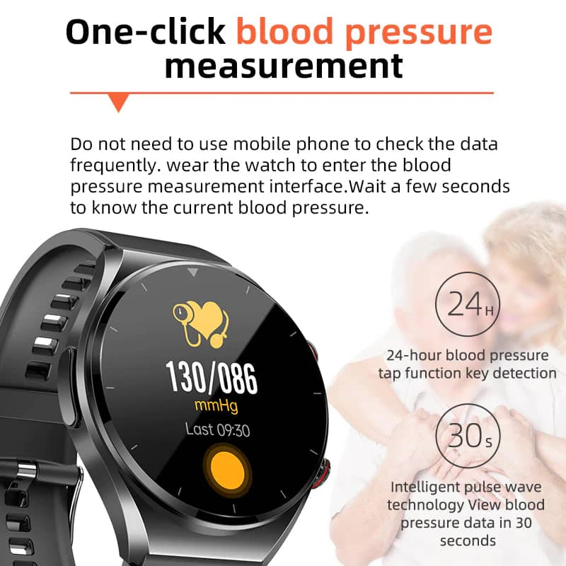 HealthSync Smartwatch - One-Click Blood Sugar, Blood Pressure, Heart Monitoring and More