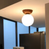 Nzmarket Glass Ceiling Light for Hallways – Wood & Brown Finish