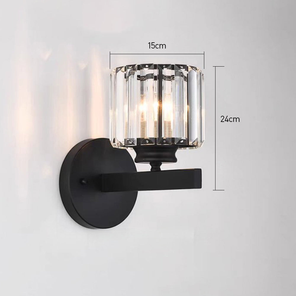 Nzmarket Crystal Glass Wall Light – Round & Square, Black & Gold Finish