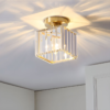 Nzmarket Crystal Glass LED Ceiling Light – Square & Circle, Black Frame