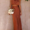 Nzmarket Lily Satin Top & Skirt Set – Silky Elegant Evening Wear