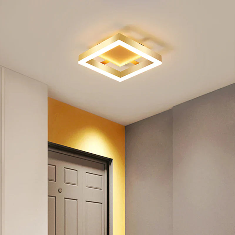 Nzmarket Gold LED Flush Mount Ceiling Light – Round & Square, Warm & 3-Colour