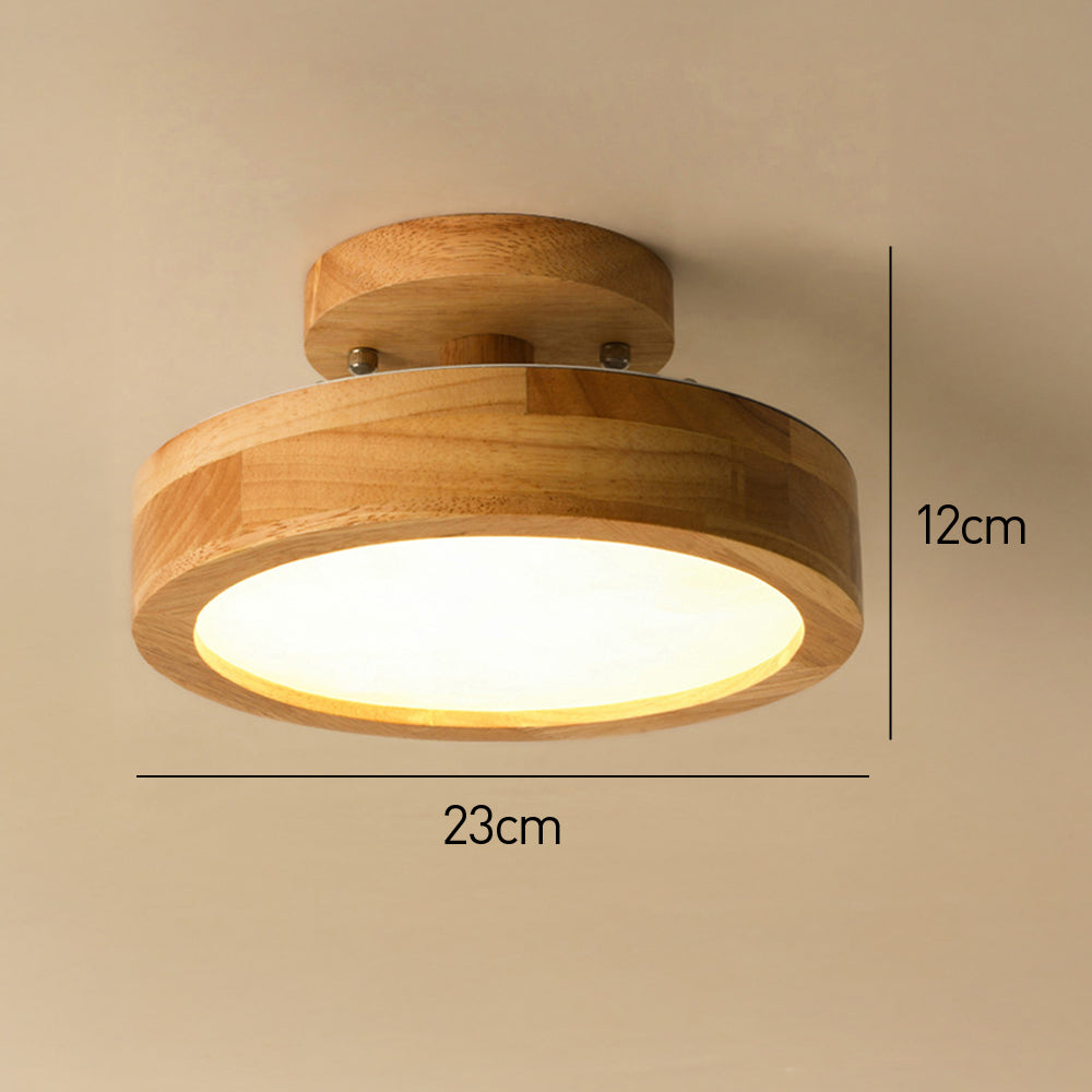 Nzmarket Wooden LED Flush Mount Ceiling Light – Natural Timber Frame, 3 Colour Options