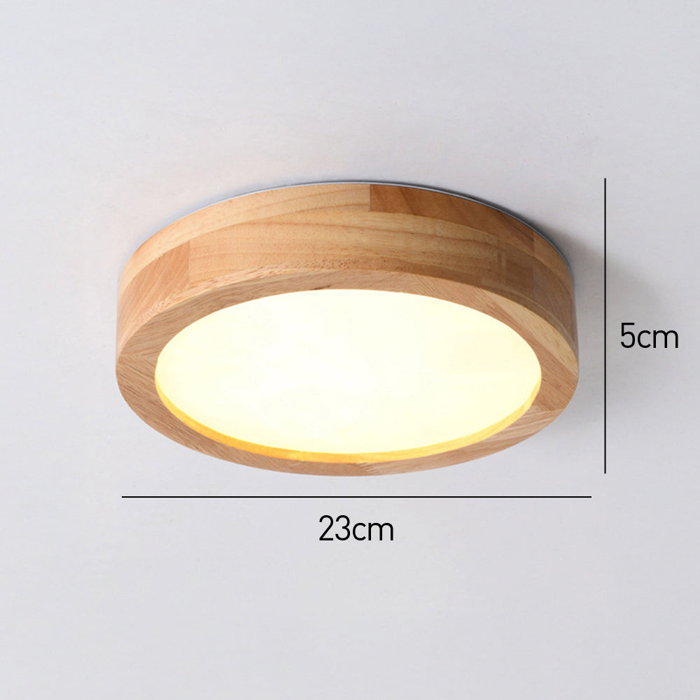 Nzmarket Wooden LED Flush Mount Ceiling Light – Natural Timber Frame, 3 Colour Options