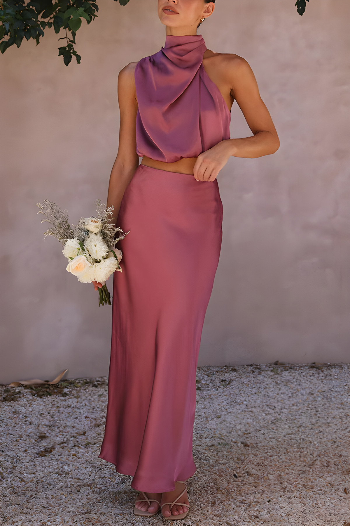Nzmarket Lily Satin Top & Skirt Set – Silky Elegant Evening Wear