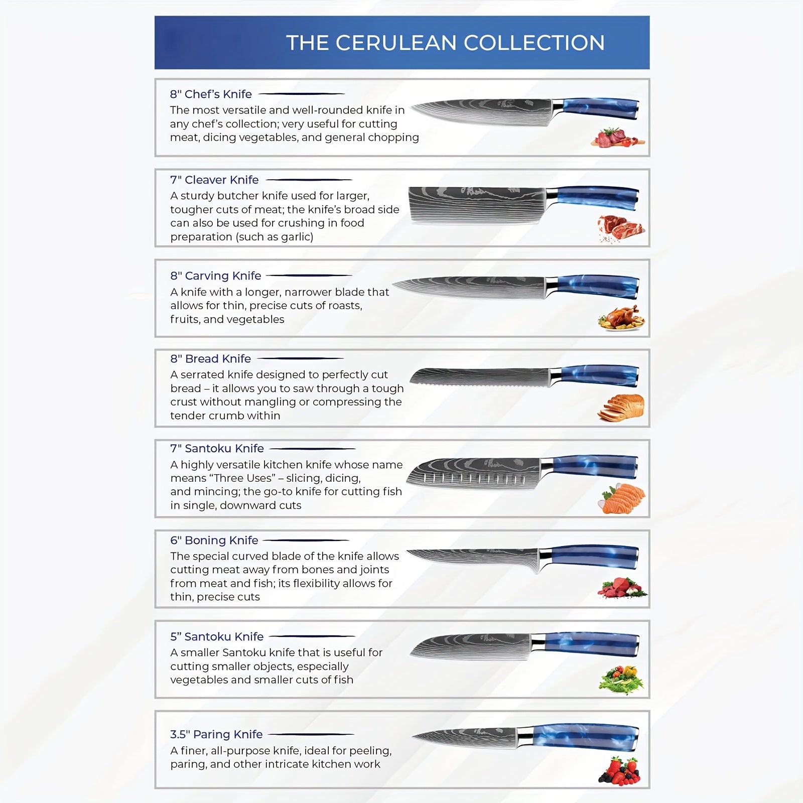 Nzmarket Japanese Damascus Kitchen Knife Set – 4, 6, 7 & 8-Piece