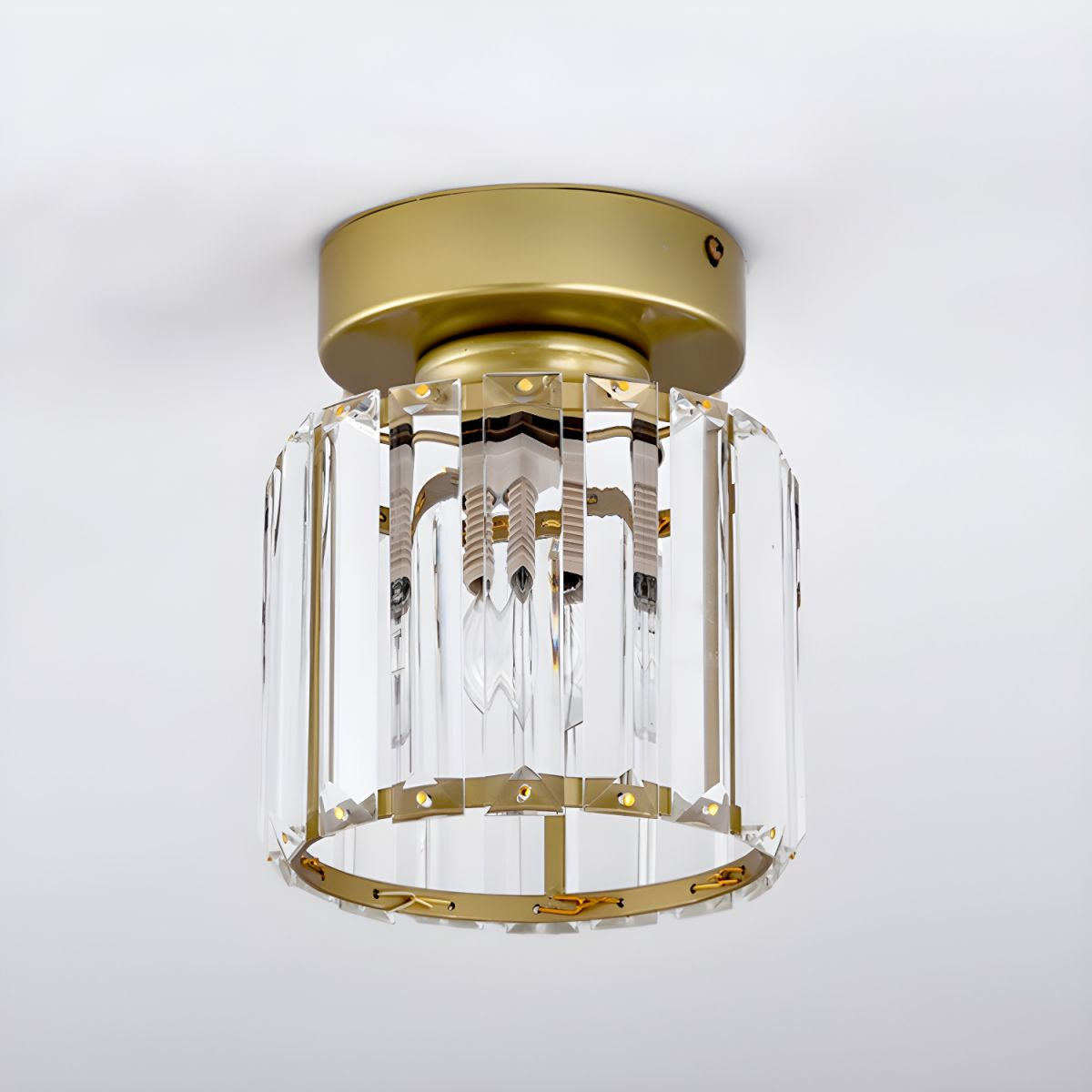 Nzmarket Crystal Glass LED Ceiling Light – Square & Circle, Black Frame