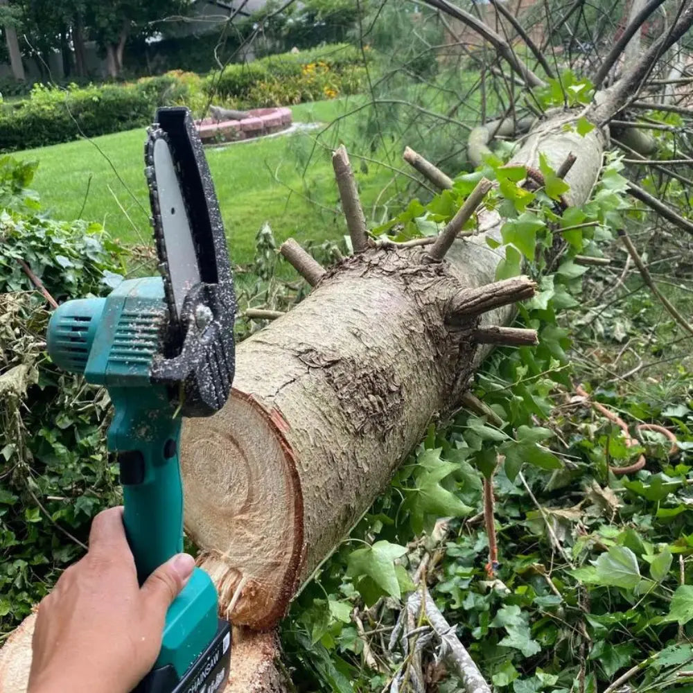 Nzmarket 6-Inch Cordless Mini Chainsaw with 2 Bonus Batteries – Lightweight One-Hand Pruning Saw