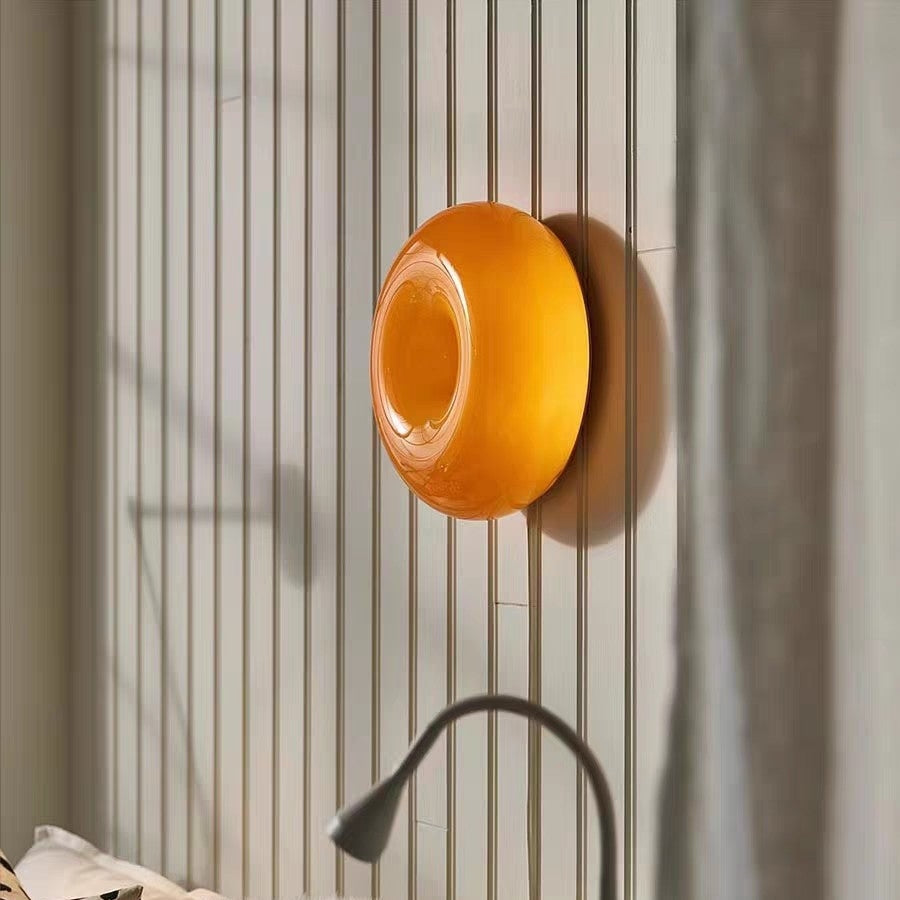 Nzmarket Modern Round Glass Wall Sconce – Frosted Shade, Minimal Design