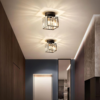 Nzmarket Crystal Glass LED Ceiling Light – Square & Circle, Black Frame