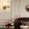 Nzmarket Crystal Glass Wall Light – Round & Square, Black & Gold Finish