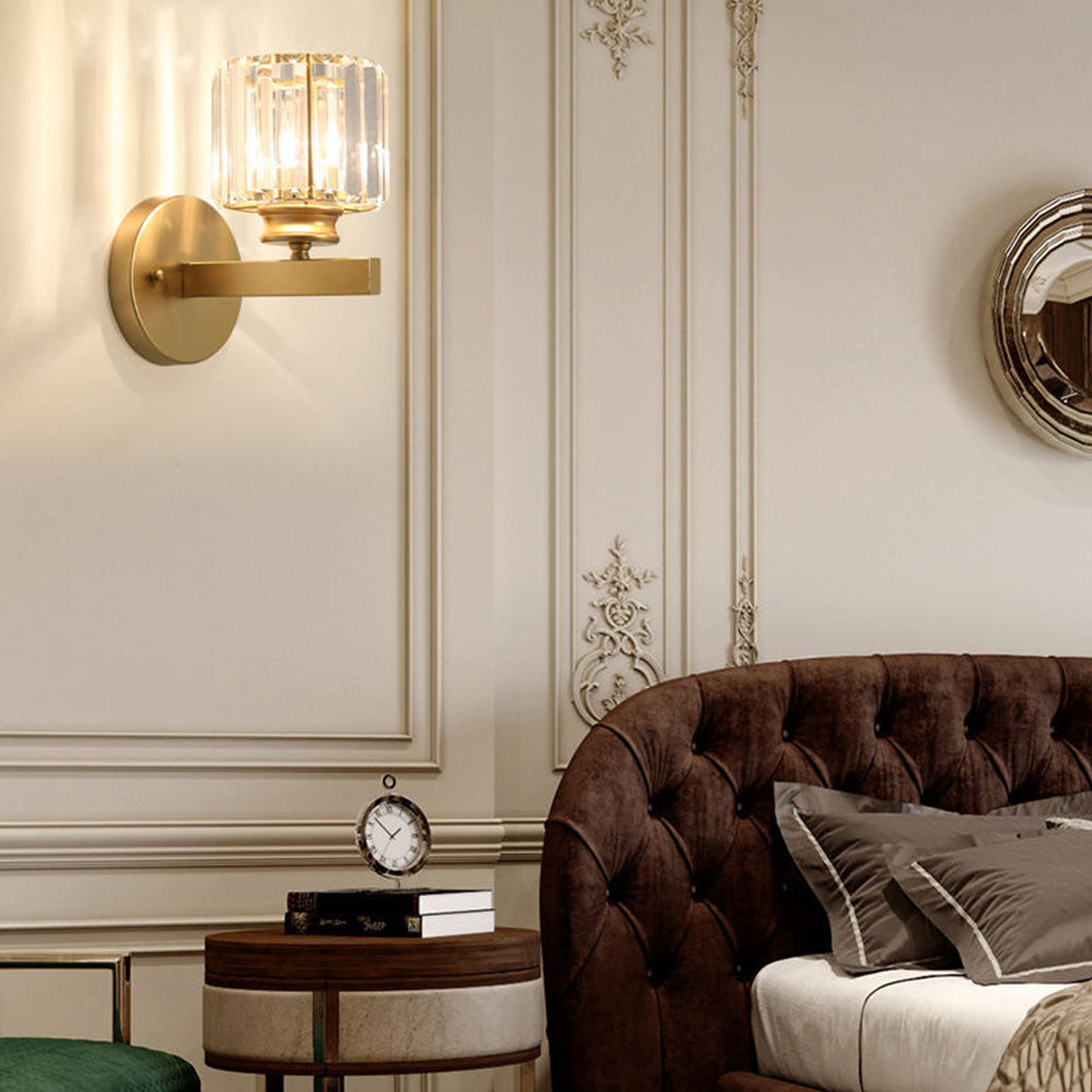 Nzmarket Crystal Glass Wall Light – Round & Square, Black & Gold Finish