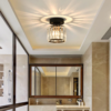 Nzmarket Crystal Glass LED Ceiling Light – Square & Circle, Black Frame