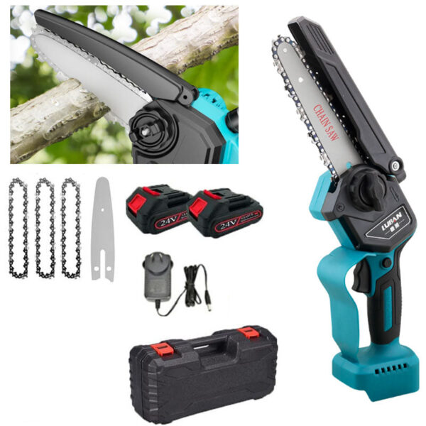 Nzmarket 6-Inch Cordless Mini Chainsaw with 2 Bonus Batteries – Lightweight One-Hand Pruning Saw