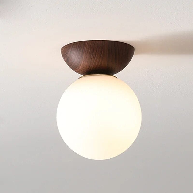 Nzmarket Glass Ceiling Light for Hallways – Wood & Brown Finish