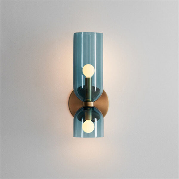 Nzmarket Double Glass Wall Light – Blue, Grey & White, Single or Pair