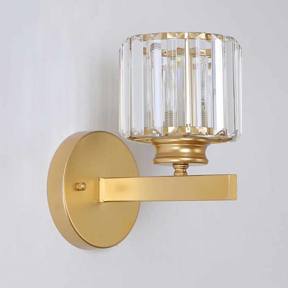 Nzmarket Crystal Glass Wall Light – Round & Square, Black & Gold Finish