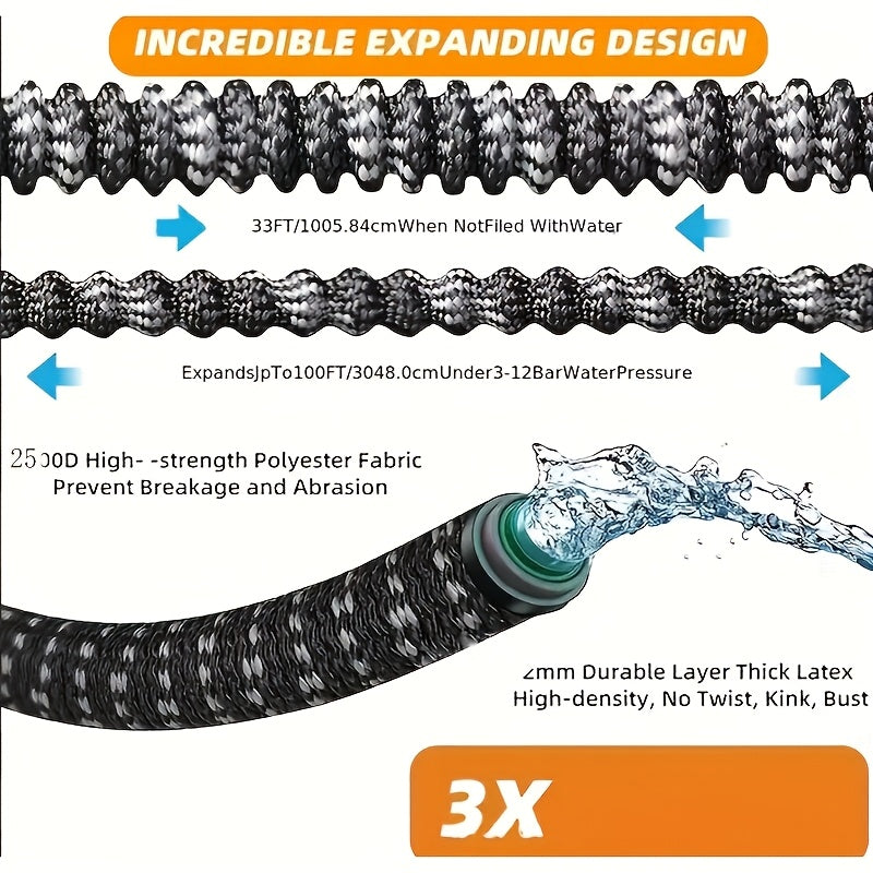 Nzmarket Expandable Garden Hose Set – Triple-Length, High-Pressure with Spray Nozzle