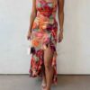 Fae | Floral Backless Satin Maxi Dress