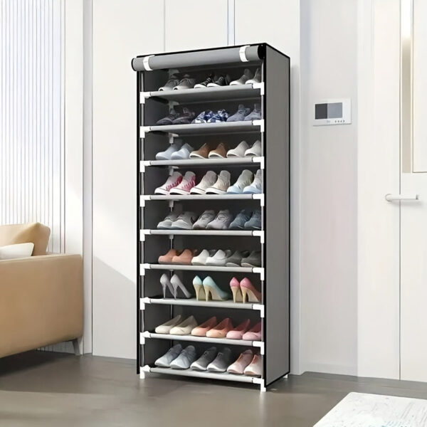 Nzmarket Multi-Tier Shoe Rack with Dust Cover – Space-Saving Storage