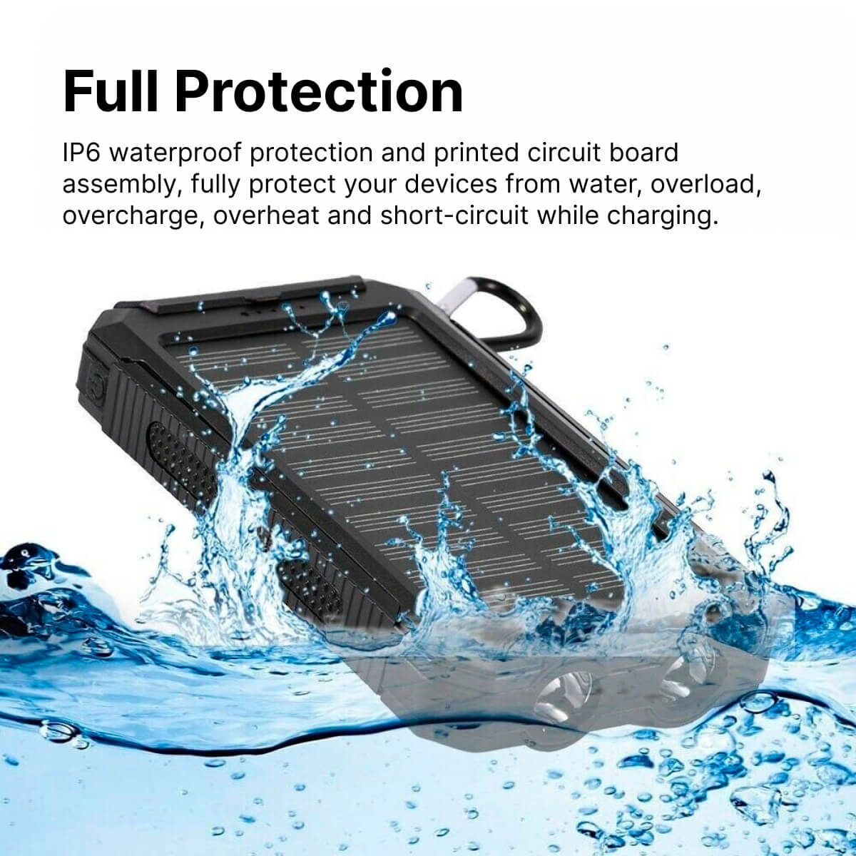 Solar External Power Bank – 20,000mAh, Waterproof & Portable USB Charger