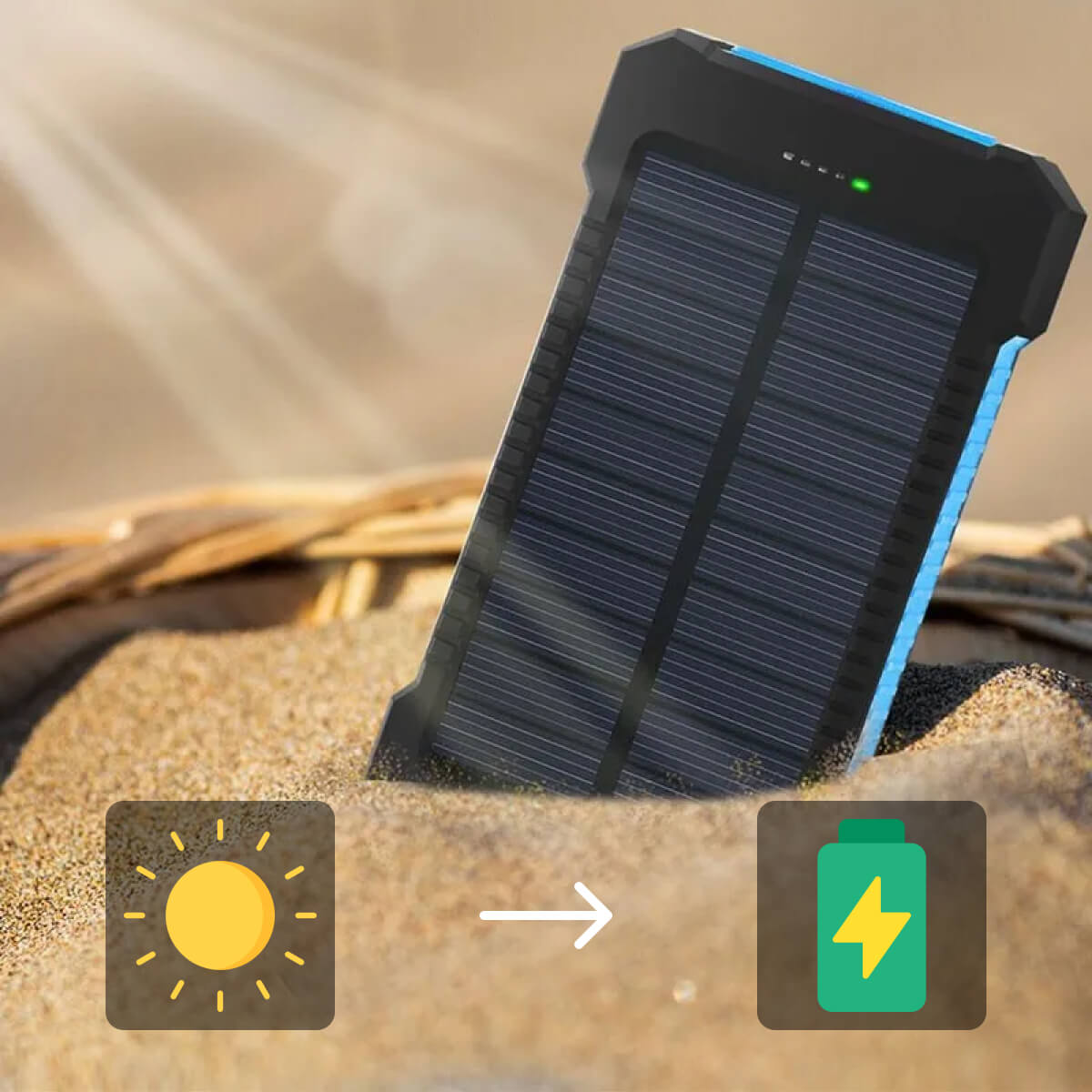 Solar External Power Bank – 20,000mAh, Waterproof & Portable USB Charger