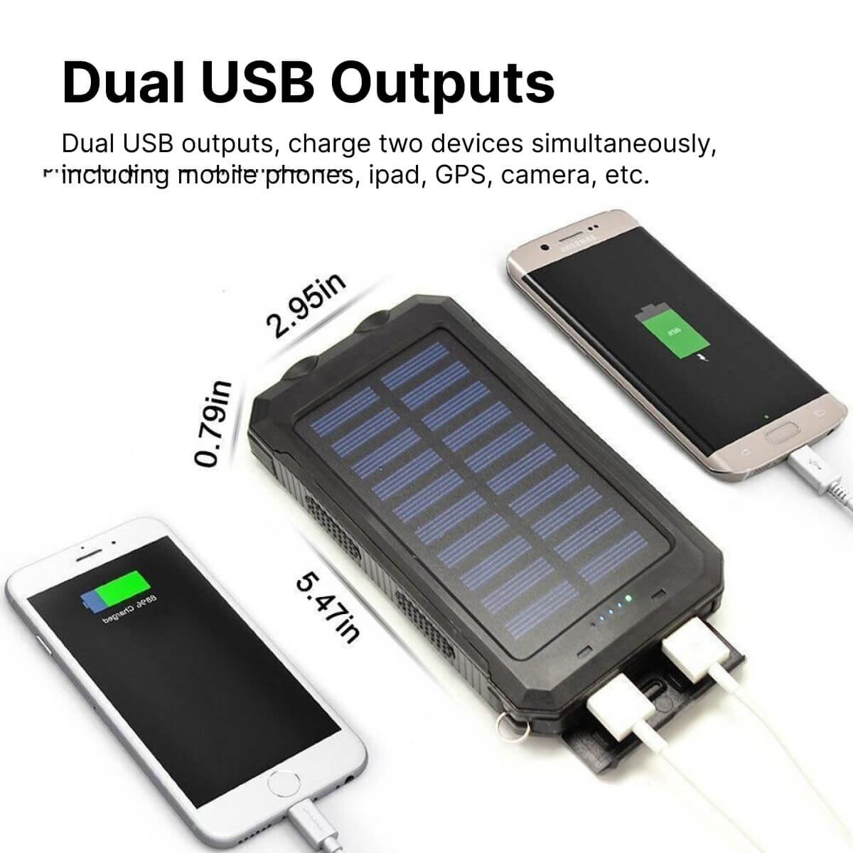 Solar External Power Bank – 20,000mAh, Waterproof & Portable USB Charger