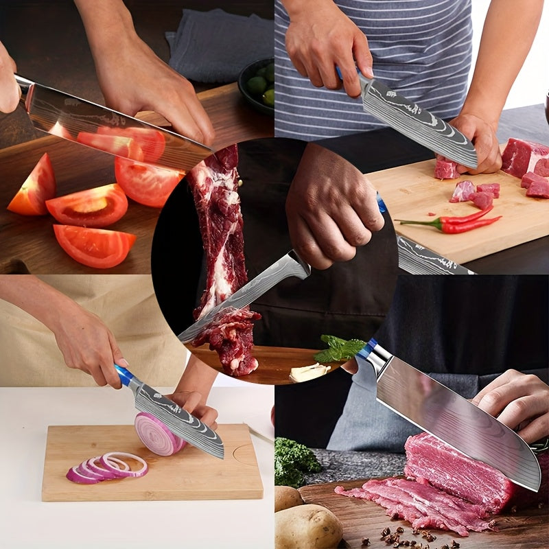 Nzmarket Japanese Damascus Kitchen Knife Set – 4, 6, 7 & 8-Piece