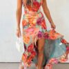 Fae | Floral Backless Satin Maxi Dress