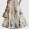 Plyssara | Printed Pleated Deep V Occasion Maxi Dress